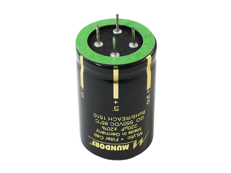 Mundorf Electrolytic Capacitor 220uF 550Vdc MLytic® HV+ Series 4-Pole Radial