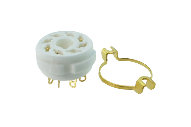 Socket 8 Pin GOLD Ceramic Chassis Mount GZC8-1