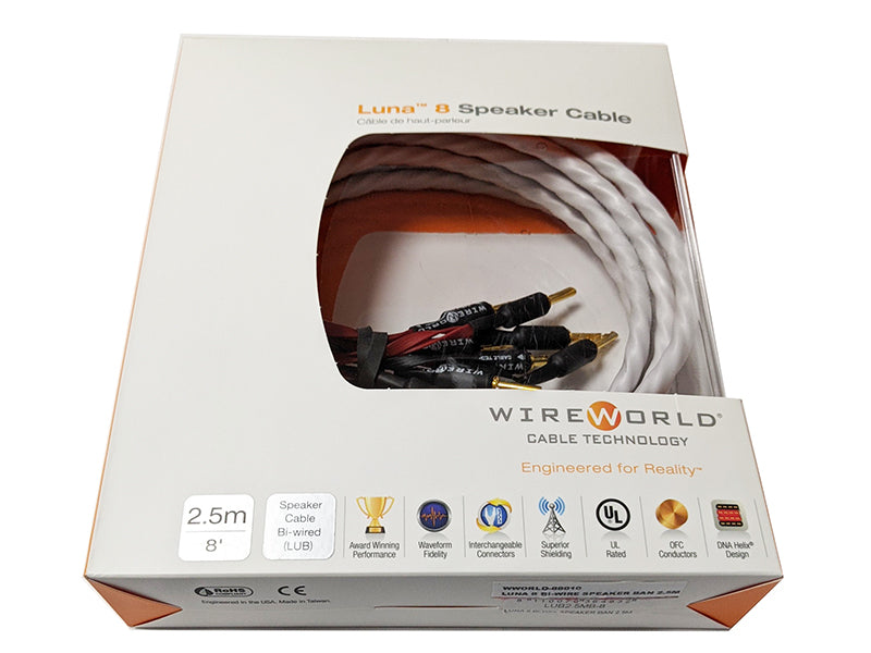 WireWorld Luna 8 Series Bi-Wire Speaker Terminated Cable Banana 2.5M