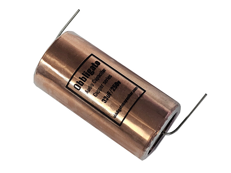 Obbligato 33uF 250Vdc “New” Copper Series Metalized Polypropylene Film Capacitor Axial Lead