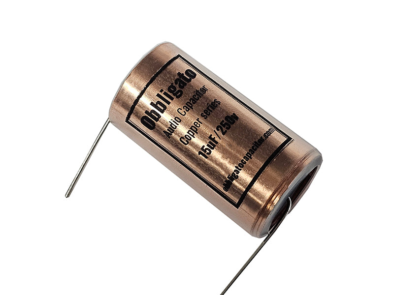 Obbligato 15uF 250Vdc “New” Copper Series Metalized Polypropylene Film Capacitor Axial Lead