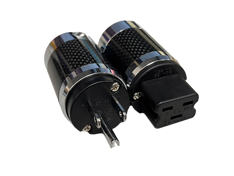 Connex US Power/20A IEC Plug Set, Rhodium-Plated Brass (Black Carbon)