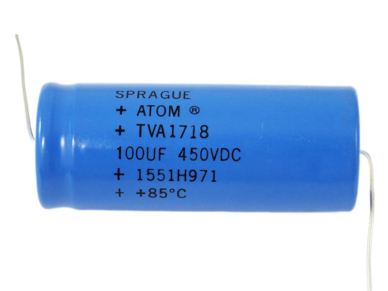 Sprague Electrolytic Capacitor 100uF 450Vdc Atom TVA Series, Radial