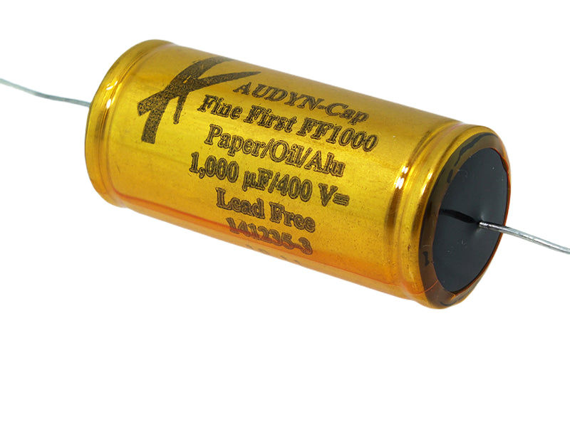 Audyn Capacitor 1.000mF 400Vdc Axial Lead Fine First Series Aluminum Foil Paper Oil