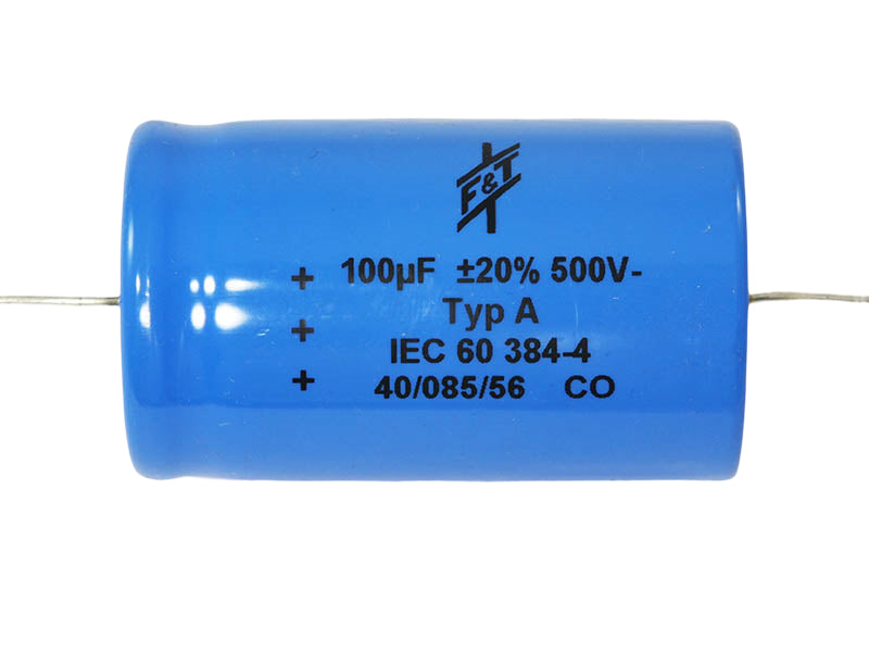 F&T Electrolytic Capacitor 100uF 500Vdc A Series Axial