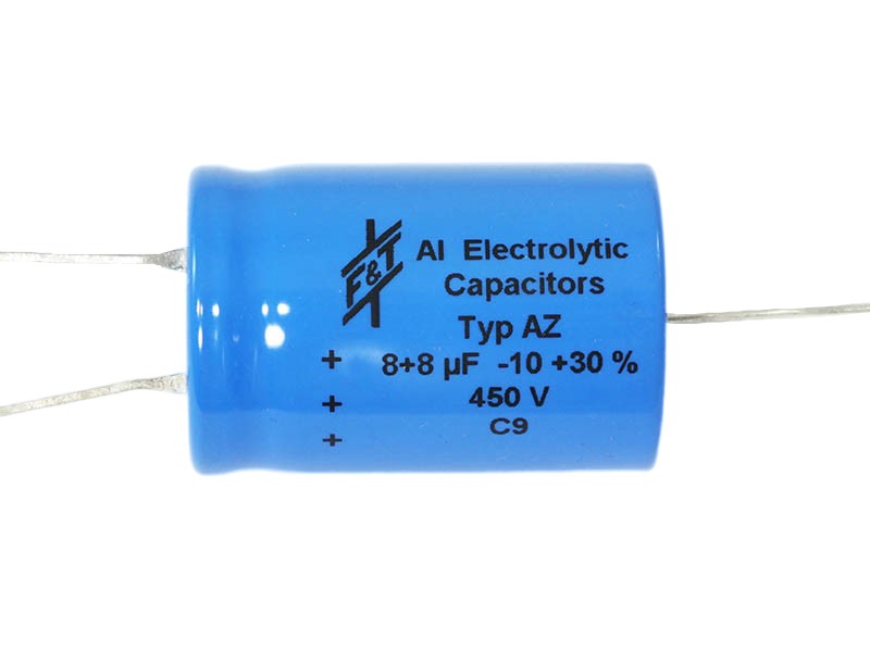F&T Electrolytic Capacitor 8+8uF 450Vdc AZ Series Multi-Section Axial