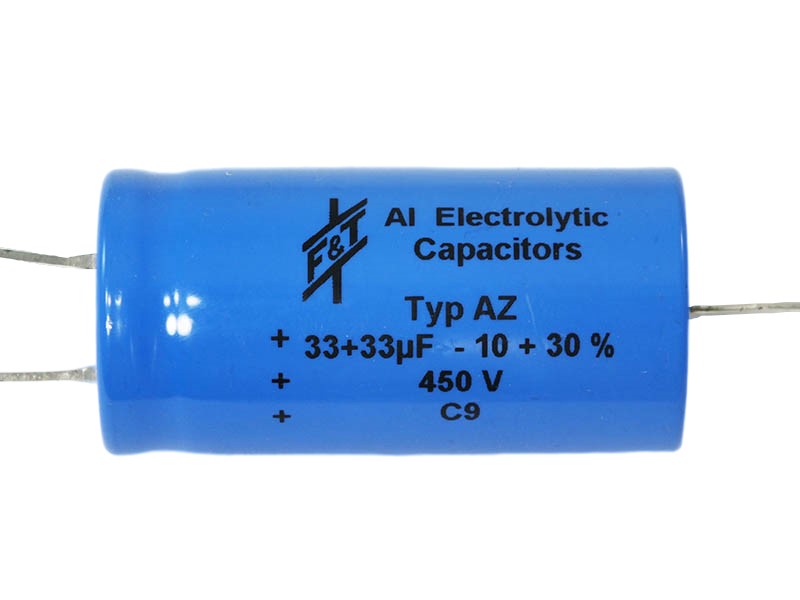 F&T Electrolytic Capacitor 33+33uF 450Vdc AZ Series Multi-Section Axial