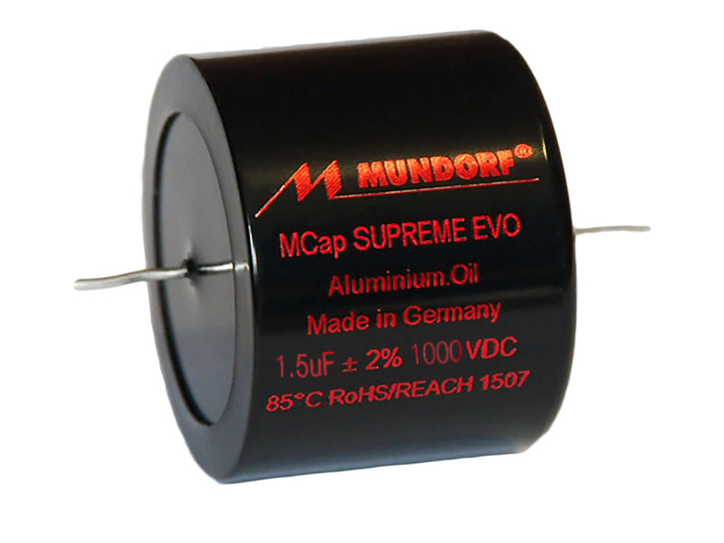 Mundorf Capacitor 1.5uF 1000Vdc MCap® Supreme EVO Oil Black SEO Series Metalized Aluminum Polypropylene Axial