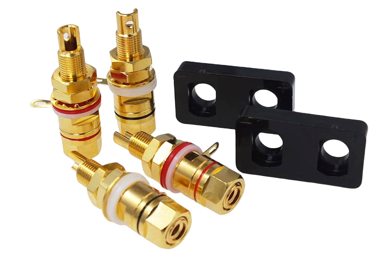 Vampire Connector BP-HEX Series Gold-Plated Dual Binding Posts, machined