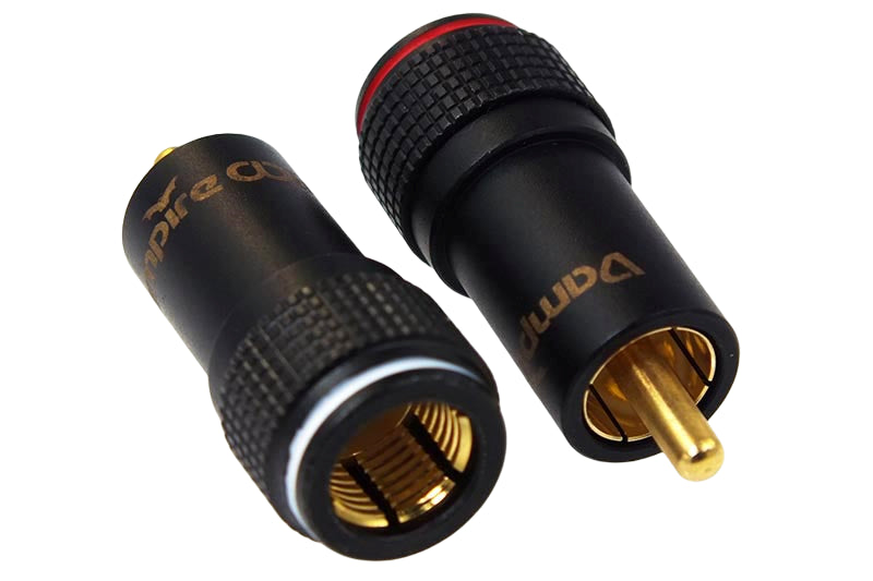 Vampire Connector C9X/CB SeriesCo-Axial RCA Male Plug (Copper Base/Black), 9.4mm opening