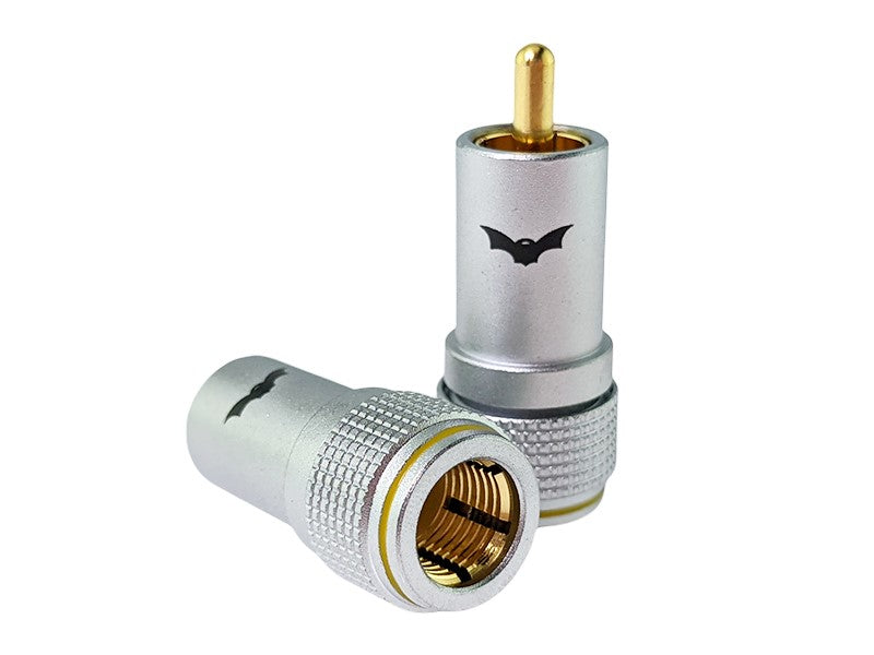 Vampire Connector C9X/Y Series Co-Axial RCA Male Plug (Satin/Yellow stripe), 9.4mm opening